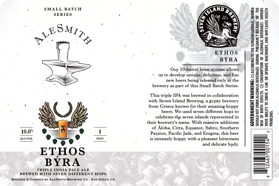Ethos Býra — full label as filed with TTB