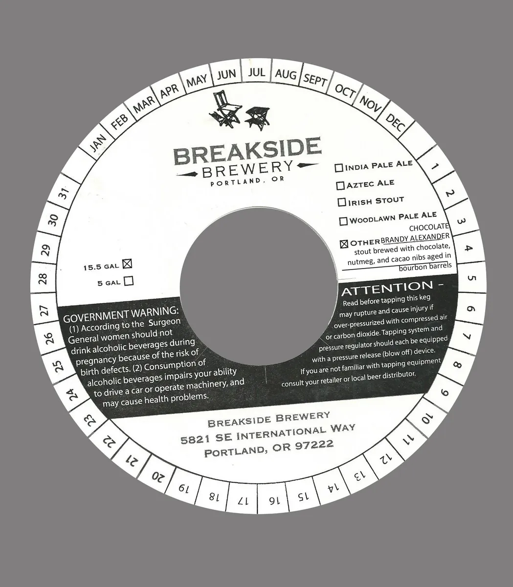 Chocolate Brandy Alexander — full label as filed with TTB
