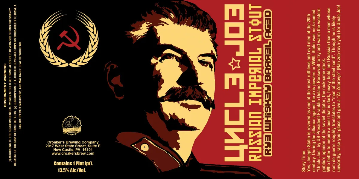 Uncle Joe Russian Imperial Stout label art — CROAKER'S BREWING COMPANY, LLC