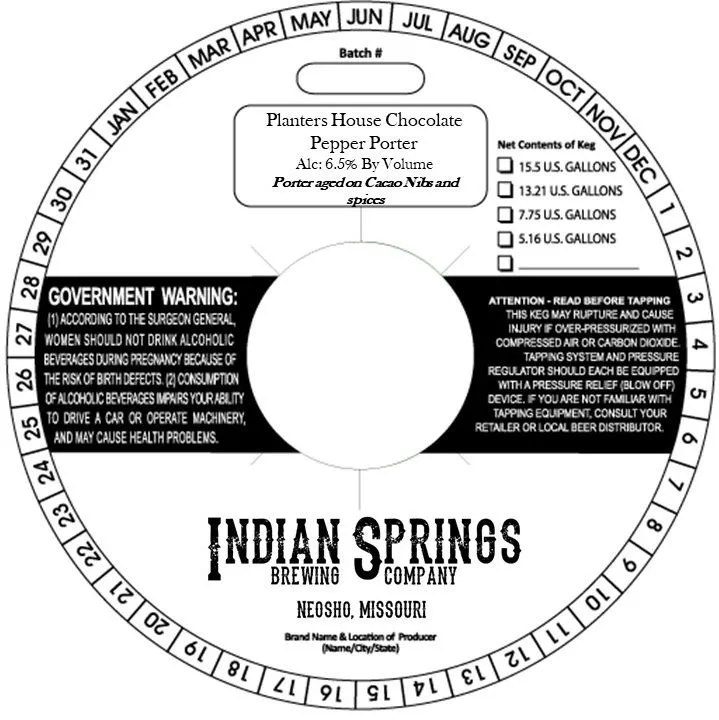 Planters House Chocolate Pepper Porter — full label as filed with TTB