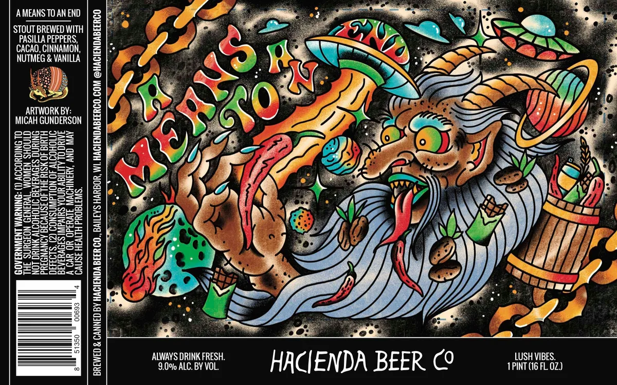A Means To An End label art — HACIENDA BEER CO.