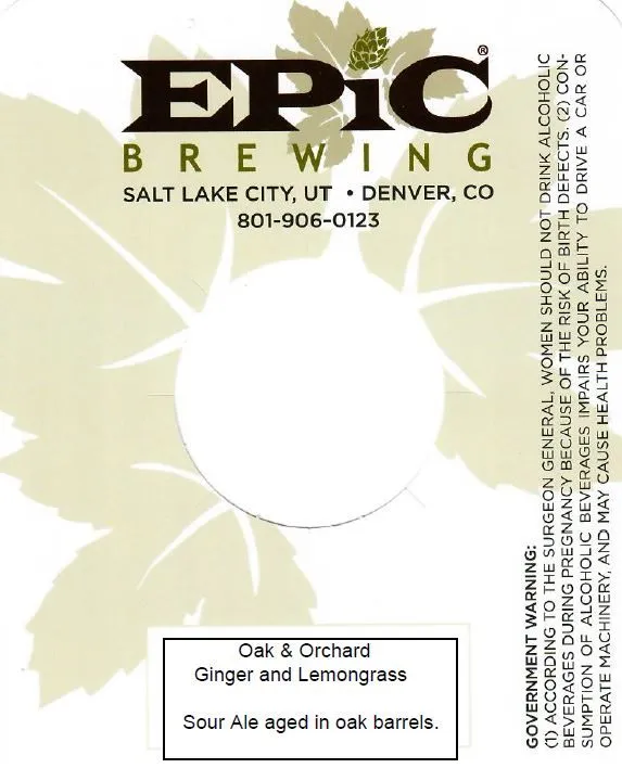 Oak & Orchard Ginger Lemongrass — full label as filed with TTB
