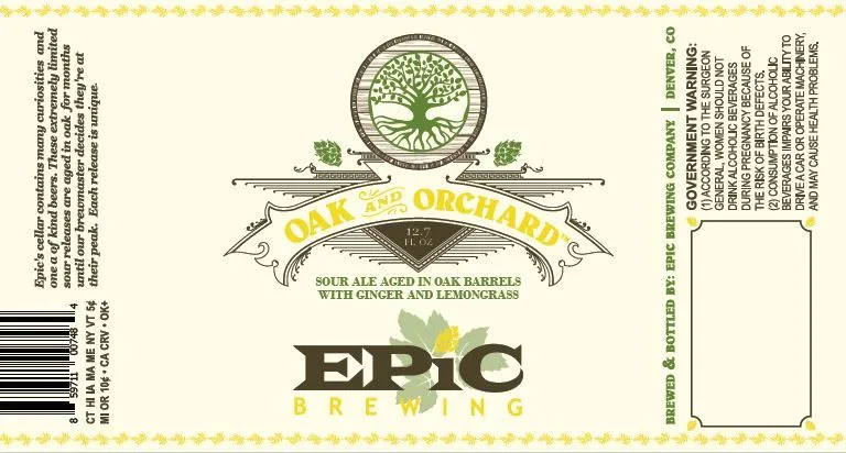 Oak & Orchard Ginger Lemongrass — full label as filed with TTB