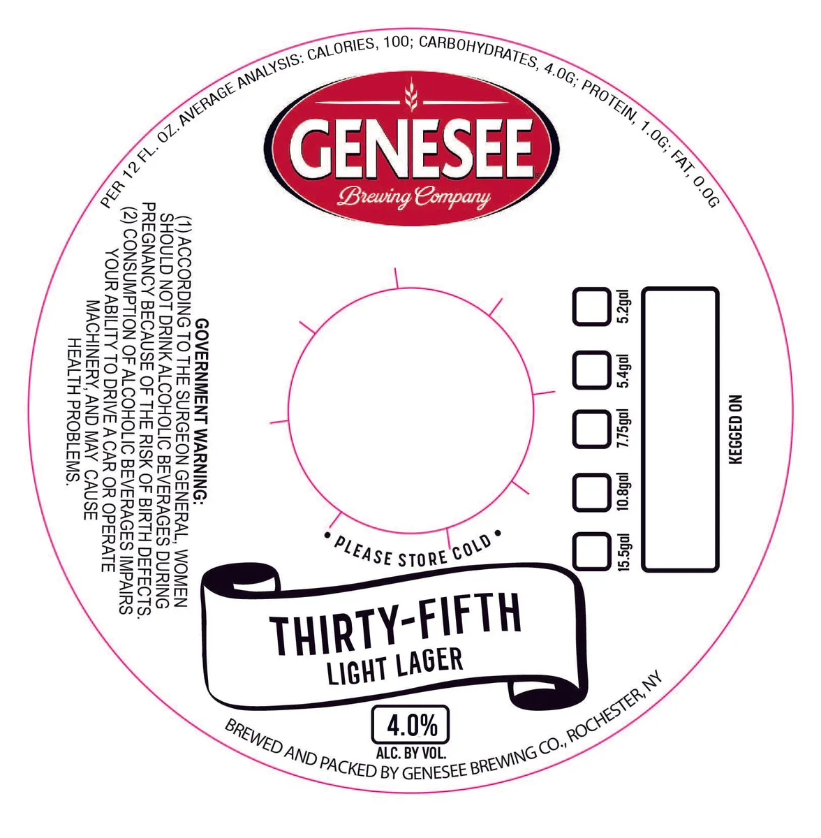 Thirty-Fifth Light Lager — full label as filed with TTB