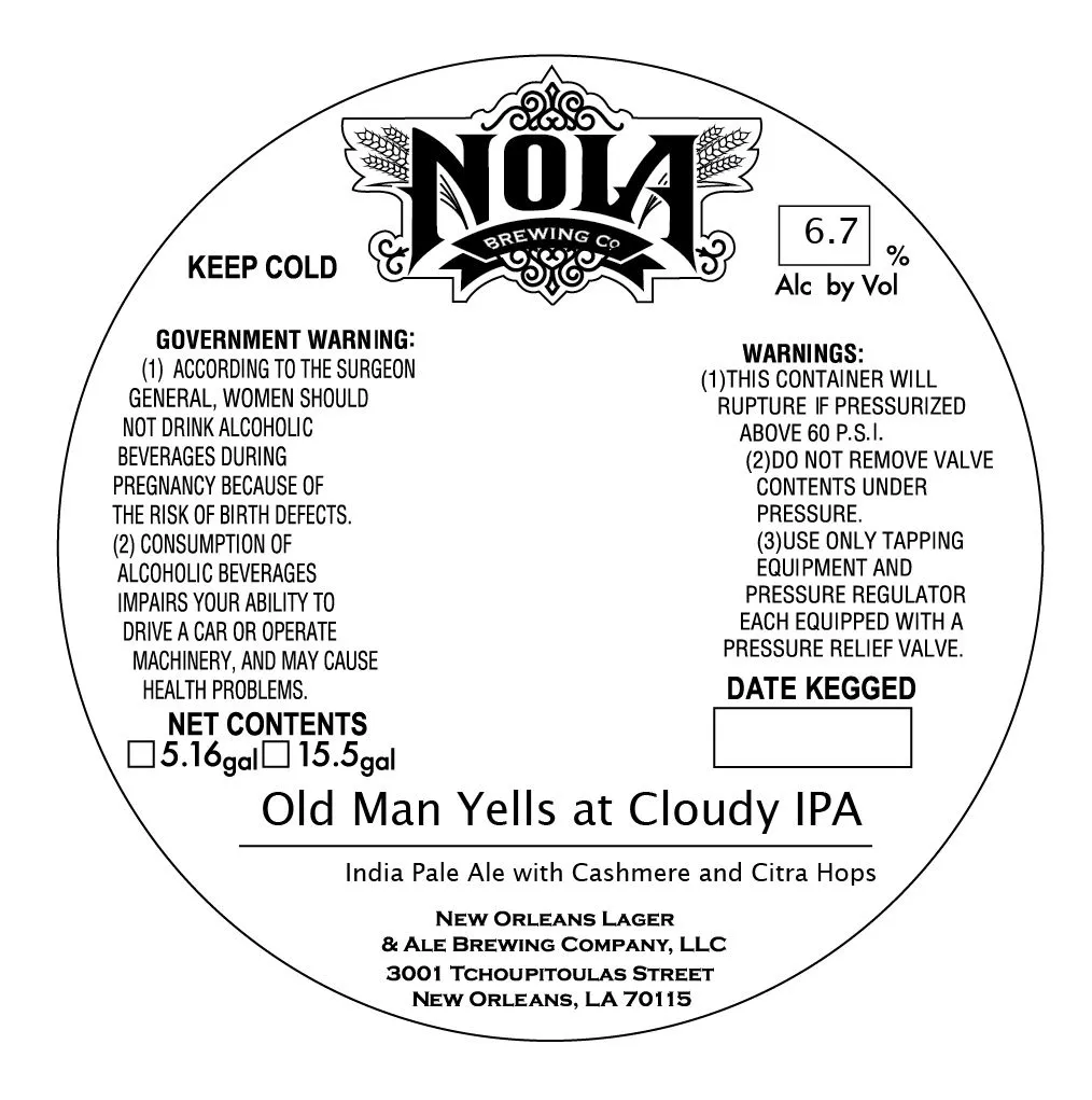 Old Man Yells at Cloudy IPA — full label as filed with TTB
