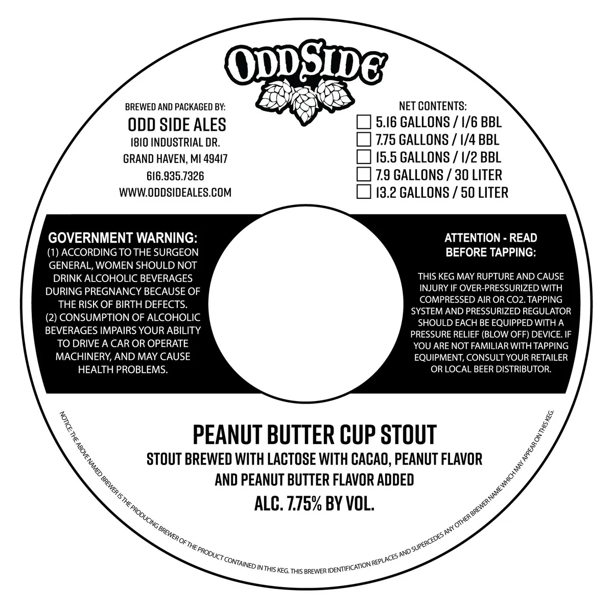 Peanut Butter Cup Stout — full label as filed with TTB