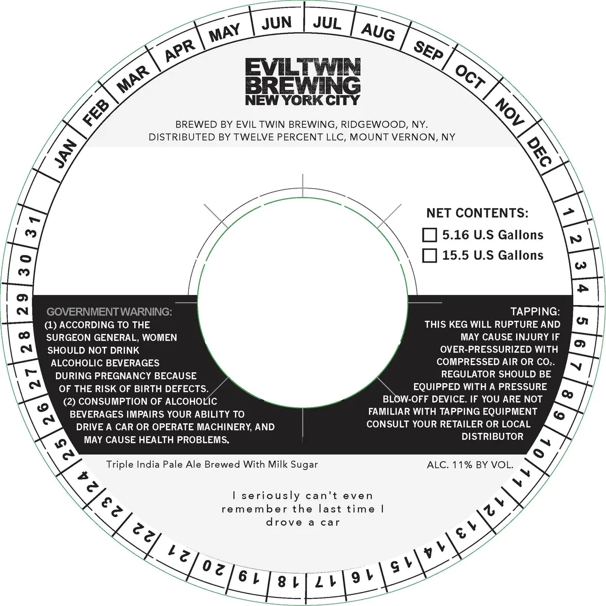 I Seriously Can't Even Remember The Last Time I Drove A Car label art — EVIL TWIN BREWING NEW YORK CITY