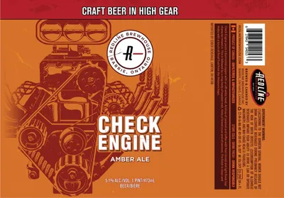 Check Engine Amber Ale label