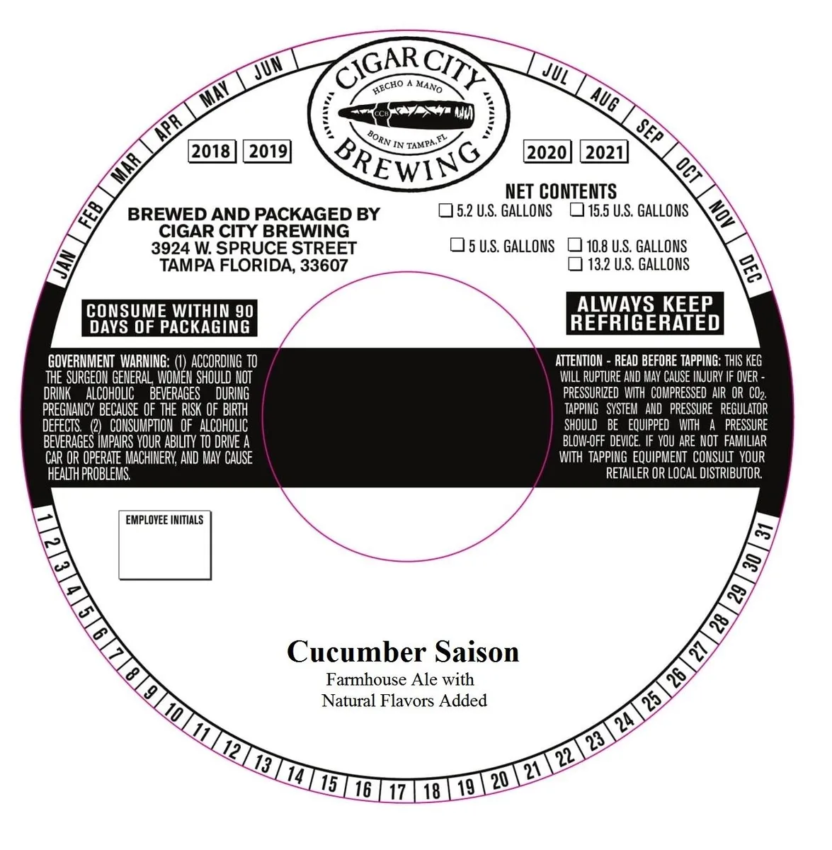 Cucumber Saison — full label as filed with TTB