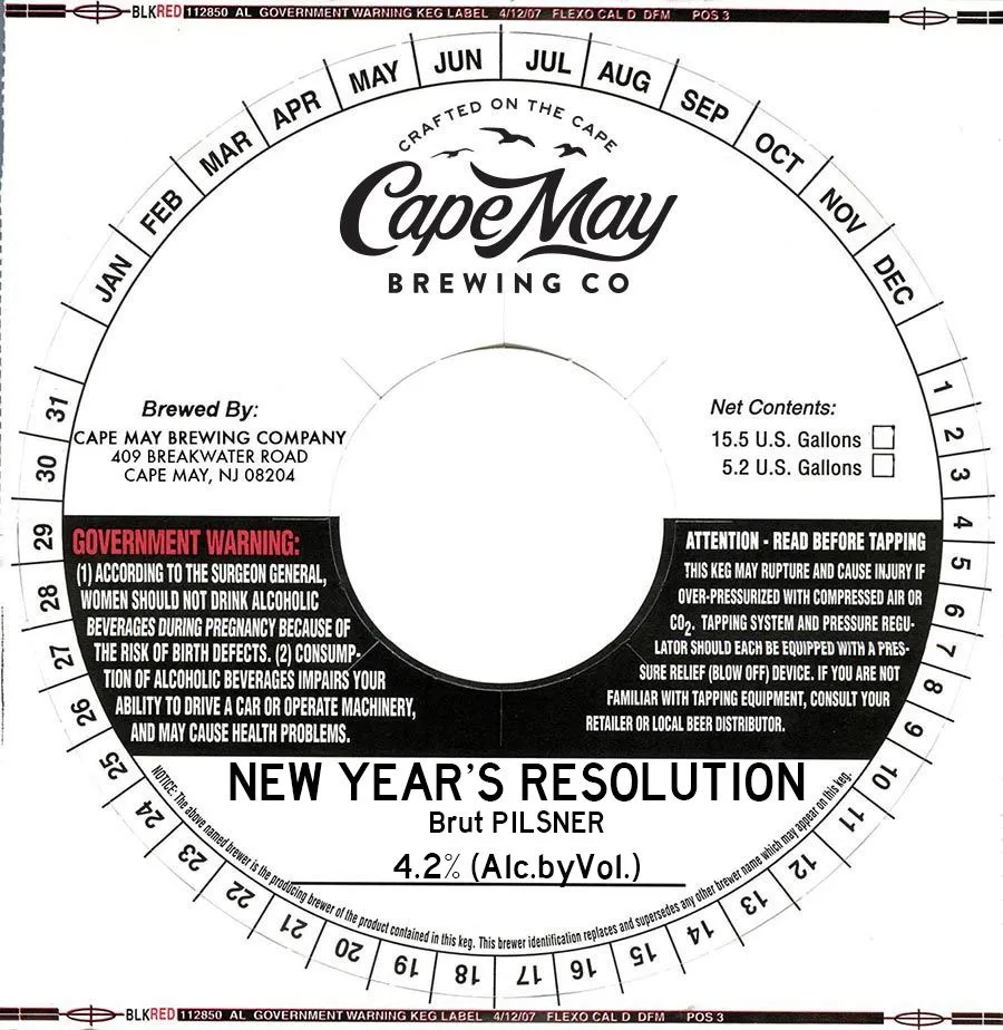 New Year's Resolution — full label as filed with TTB