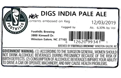 Digs India Pale Ale label