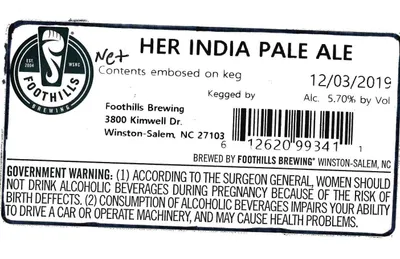 Her India Pale Ale label