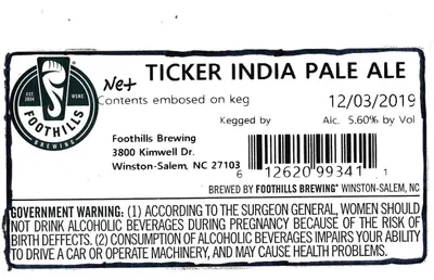 Ticker India Pale Ale label