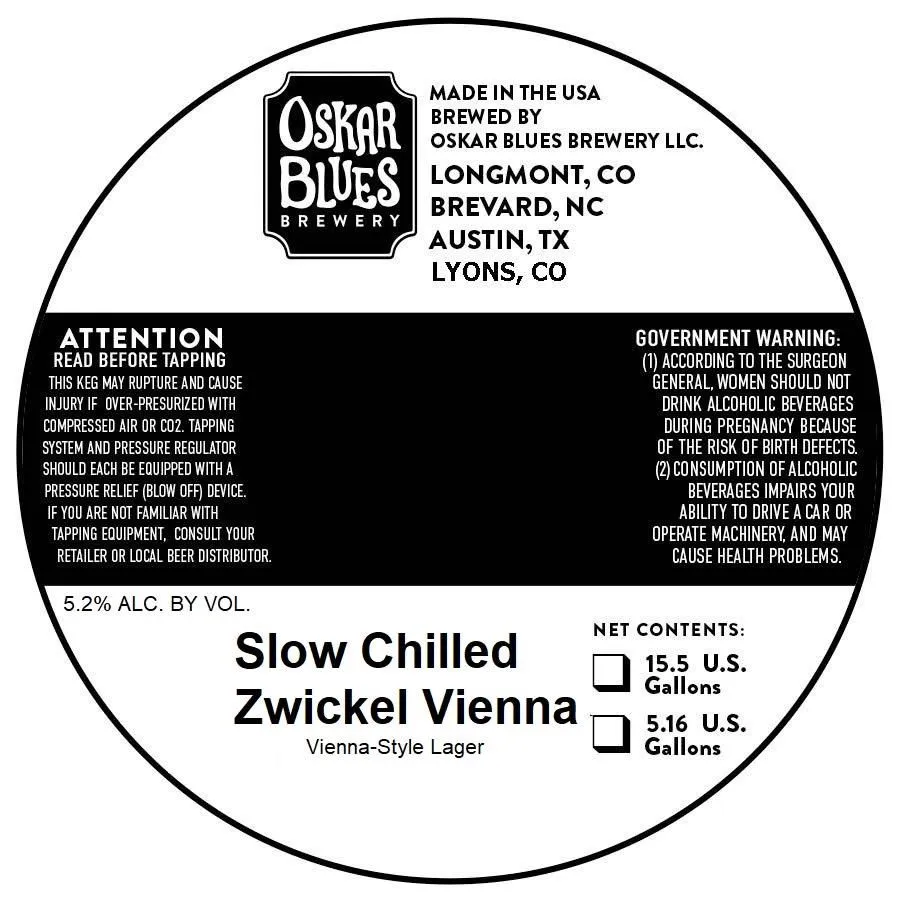 Slow Chilled Zwickel Vienna — full label as filed with TTB