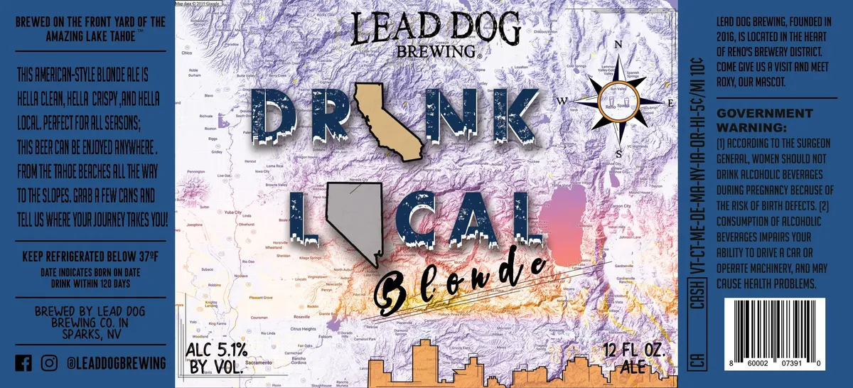 Drink Local Blonde label art — LEAD DOG BREWING