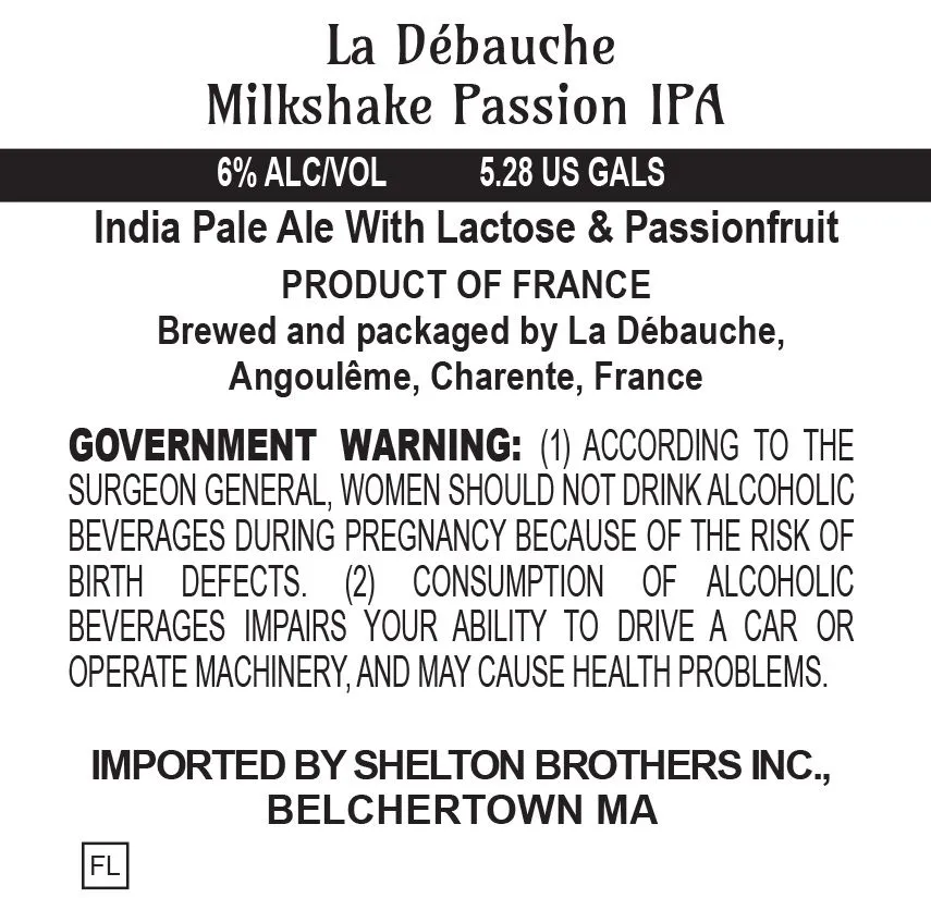 Milkshake Passion IPA — full label as filed with TTB