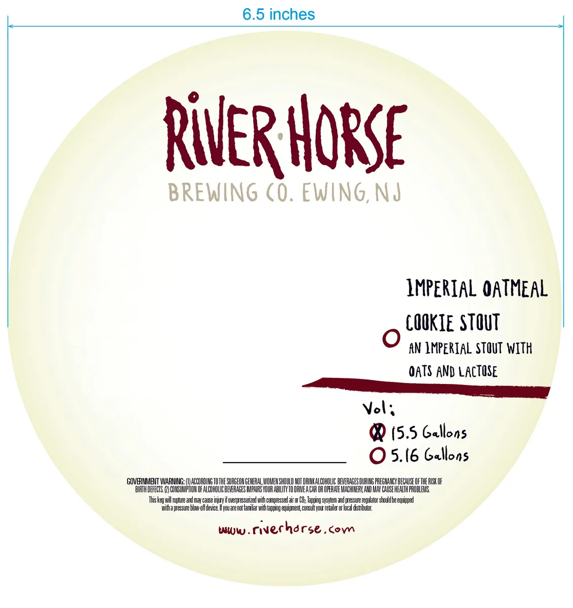 Imperial Oatmeal Cookie Stout — full label as filed with TTB