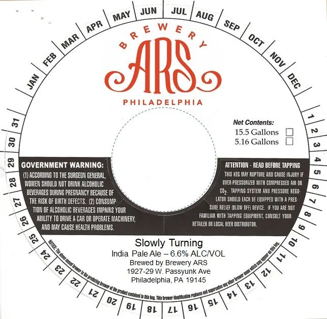 Slowly Turning — full label as filed with TTB
