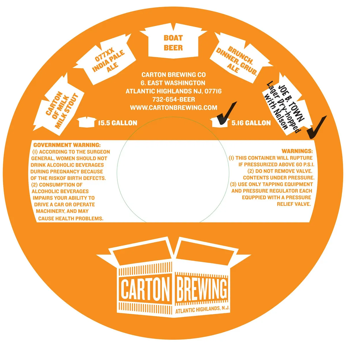Joe B. Town label art — CARTON BREWING CO.