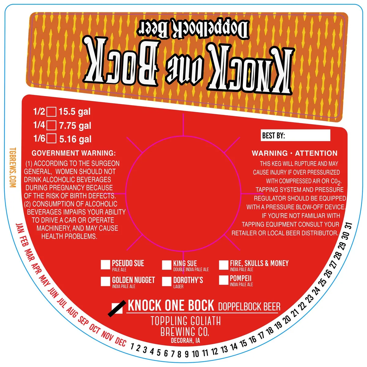 Knock One Bock — full label as filed with TTB