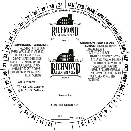 Cow Tail Brown Ale — full label as filed with TTB