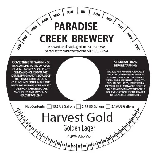 Harvest Gold — full label as filed with TTB