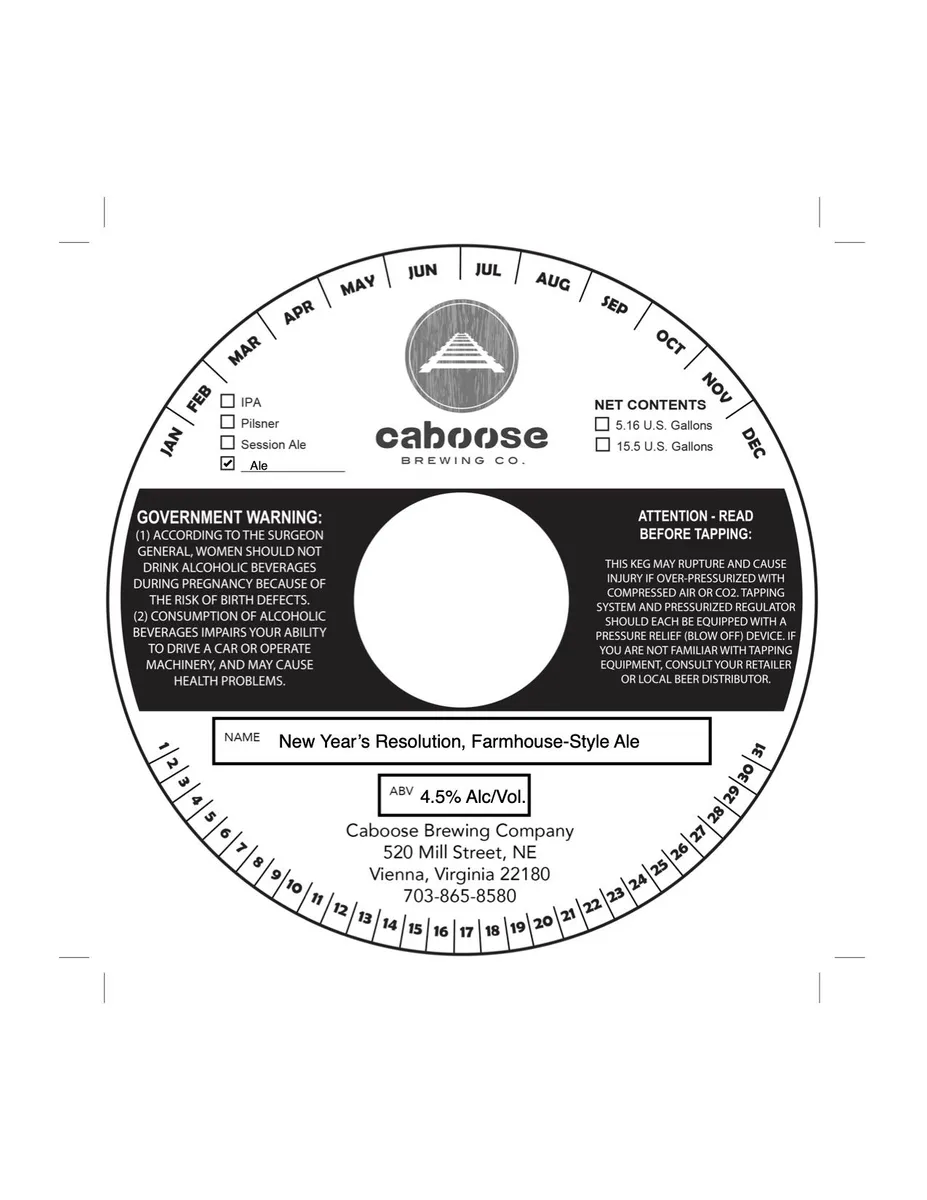 New Year's Resolution — full label as filed with TTB