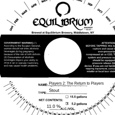 Players 2: The Return to Players Stout — full label as filed with TTB