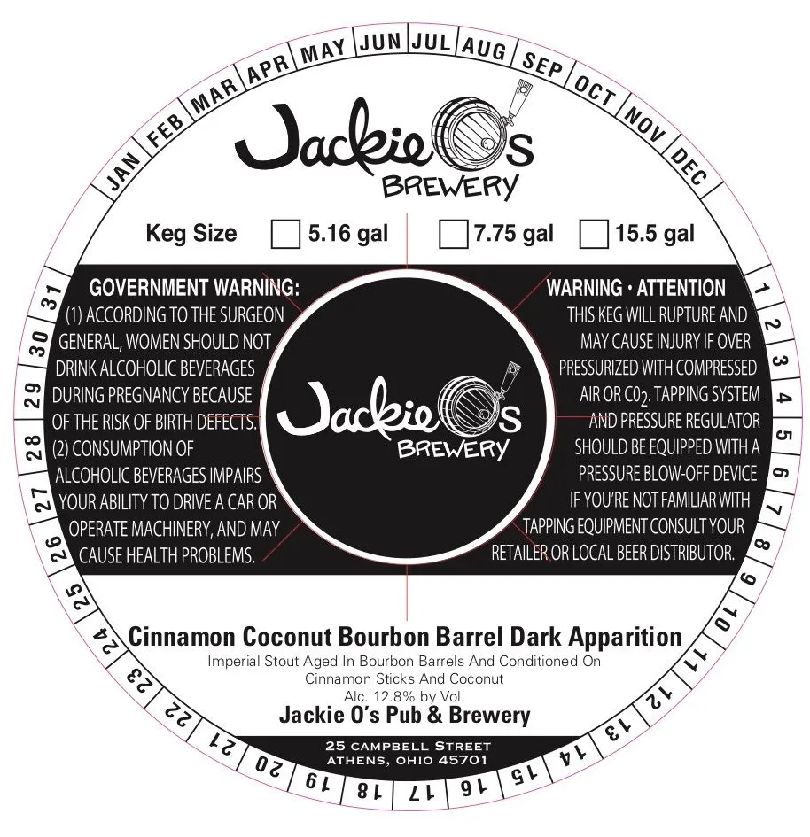 Cinnamon Coconut Bourbon Barrel Dark Apparition — full label as filed with TTB