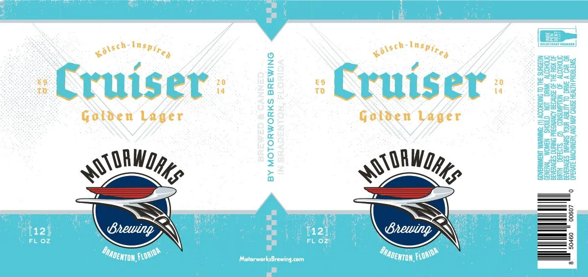 Cruiser Golden Lager label art — MOTORWORKS BREWING