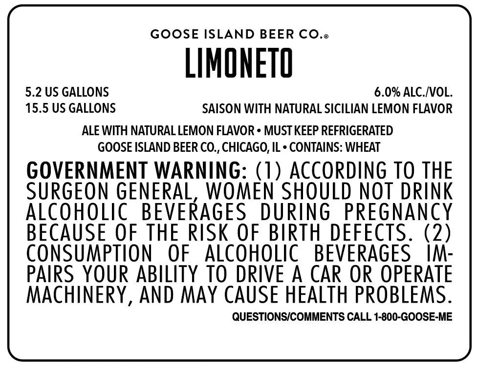 Limoneto — full label as filed with TTB