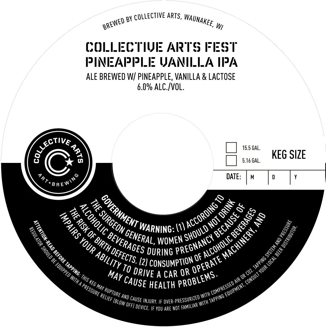 Collective Arts Fest Pineapple Vanilla IPA — full label as filed with TTB
