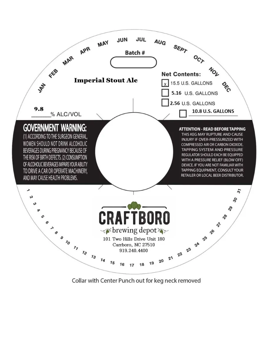 Imperial Stout Ale — full label as filed with TTB