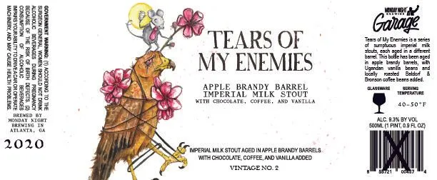 Tears of My Enemies Apple Brandy — full label as filed with TTB