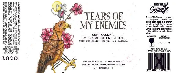 Tears of My Enemies Rum Barrel — full label as filed with TTB