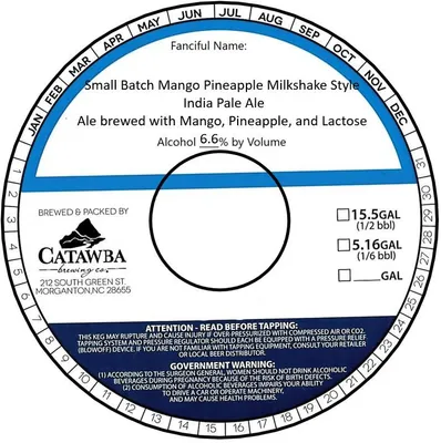Small Batch Mango Pineapple Milkshake Style India Pale Ale label