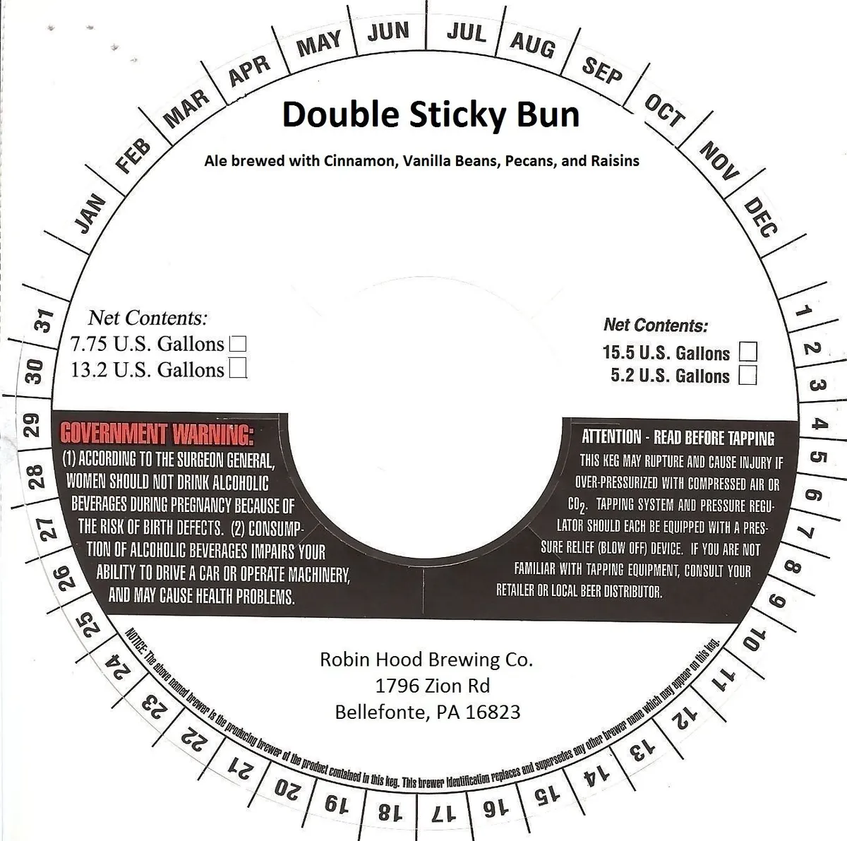 Double Sticky Bun — full label as filed with TTB