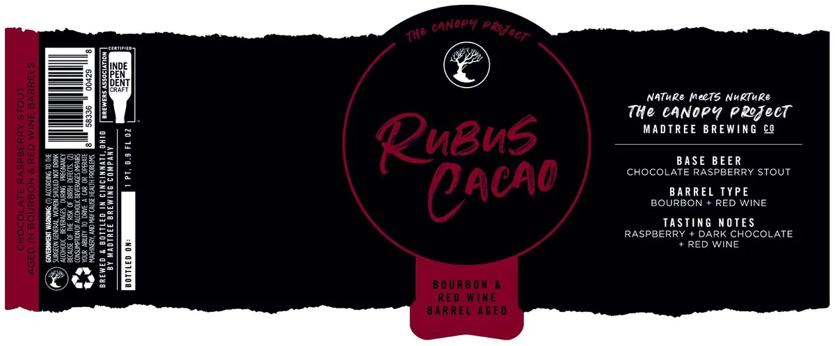 Rubus Cacao — full label as filed with TTB
