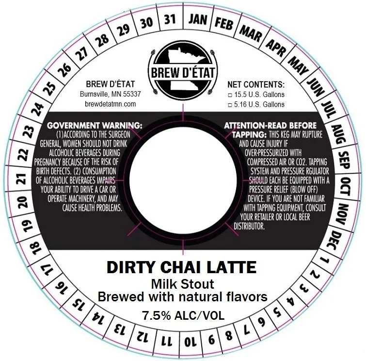 Dirty Chai Latte — full label as filed with TTB