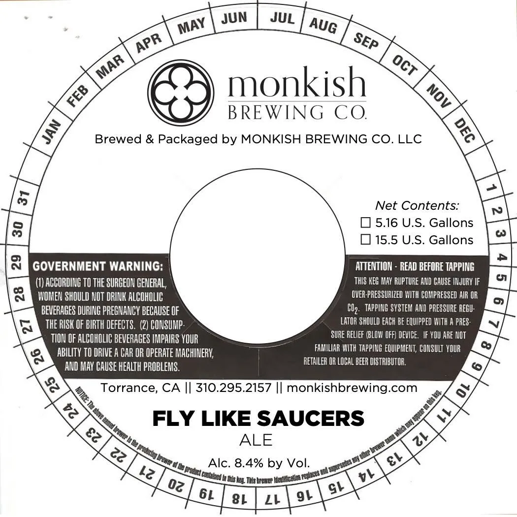Fly Like Saucers — full label as filed with TTB