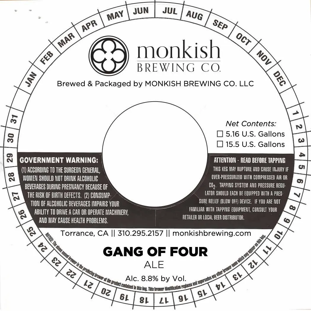 Gang of Four — full label as filed with TTB