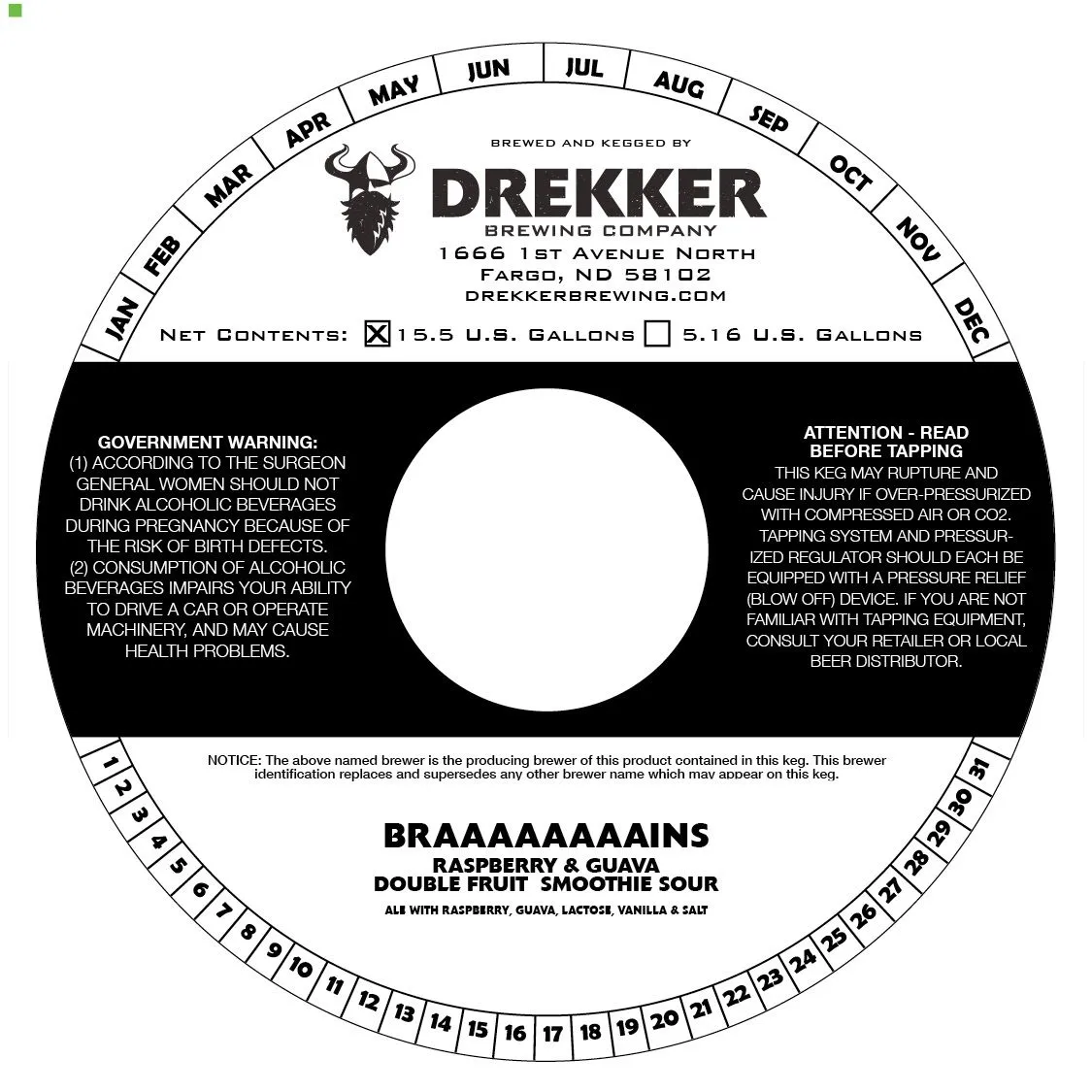 Braaaaaaaains Raspberry & Guava Double Fruit Smoothie Sour — full label as filed with TTB