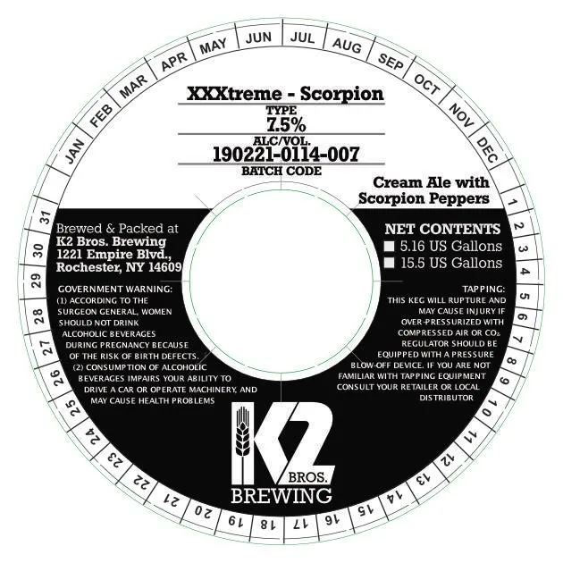 XXXtreme - Scorpion label art — K2 BROS. BREWING