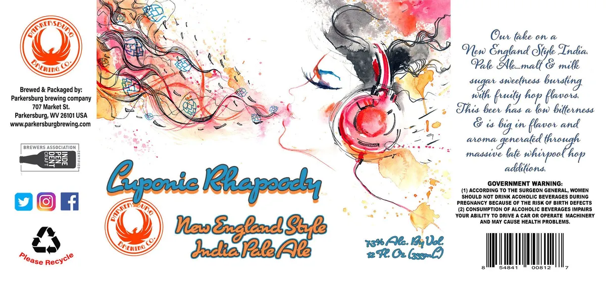 Luponic Rhapsody label art — PARKERSBURG BREWING COMPANY