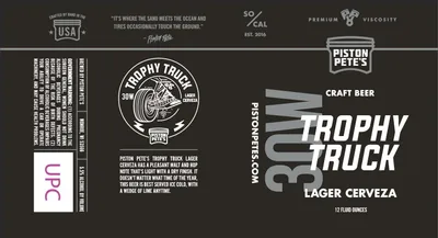 Trophy Truck 30W Lager Cerveza label