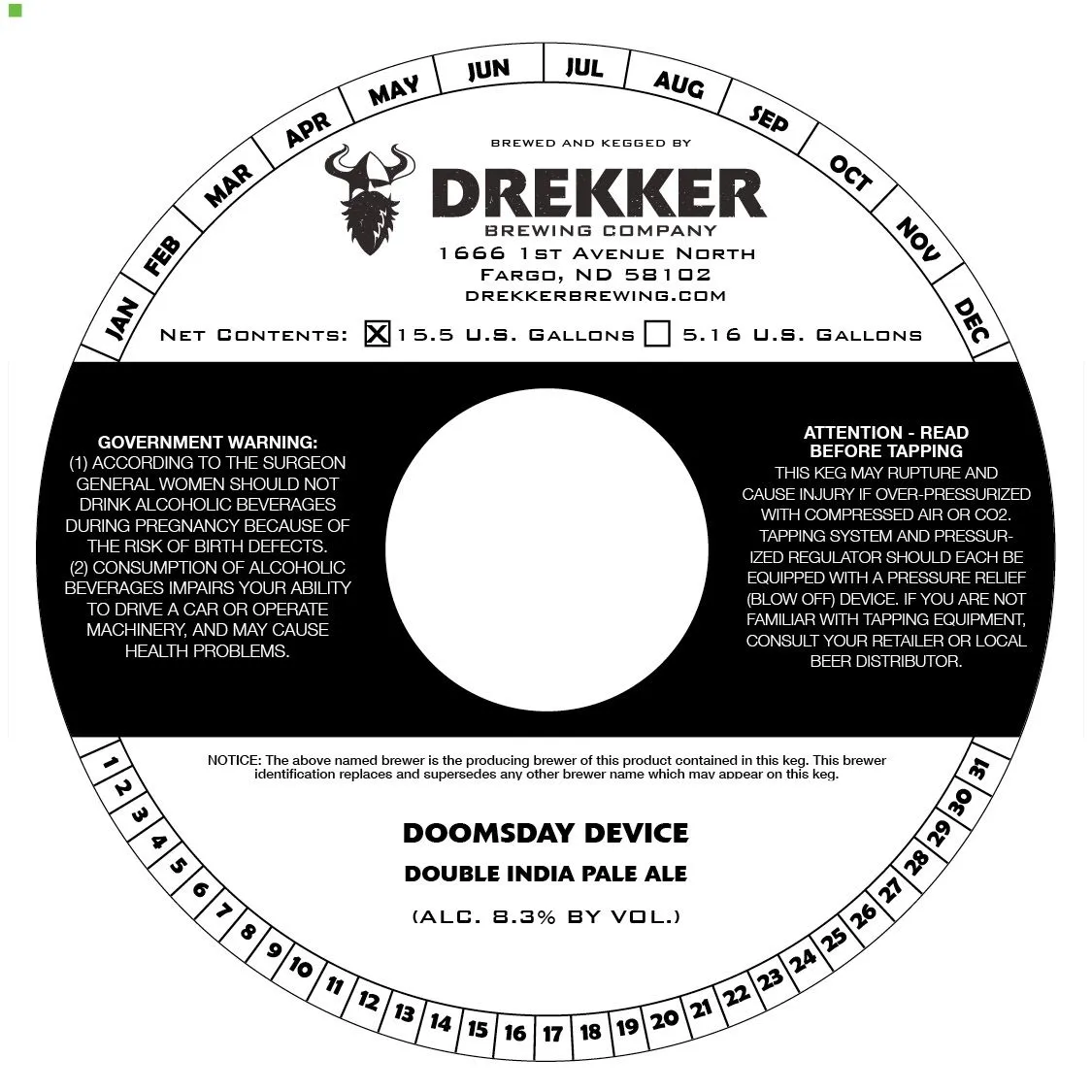 Doomsday Device — full label as filed with TTB