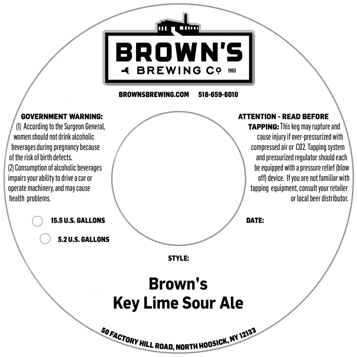 Key Lime Sour Ale — full label as filed with TTB
