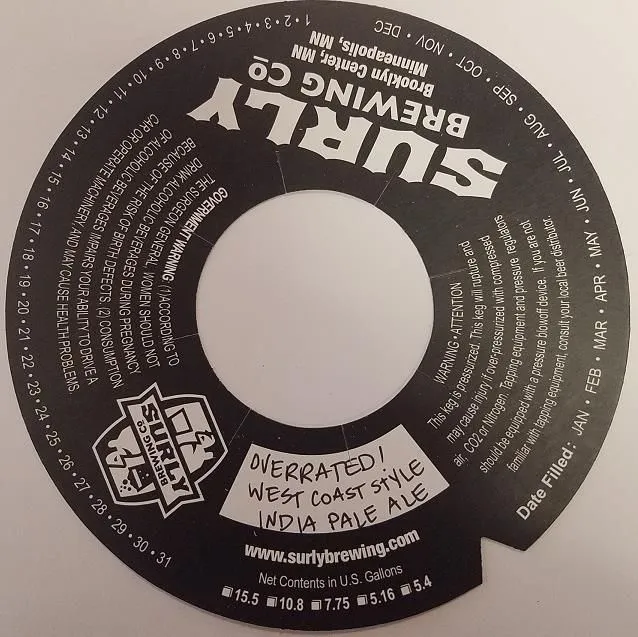 Overrated! — full label as filed with TTB
