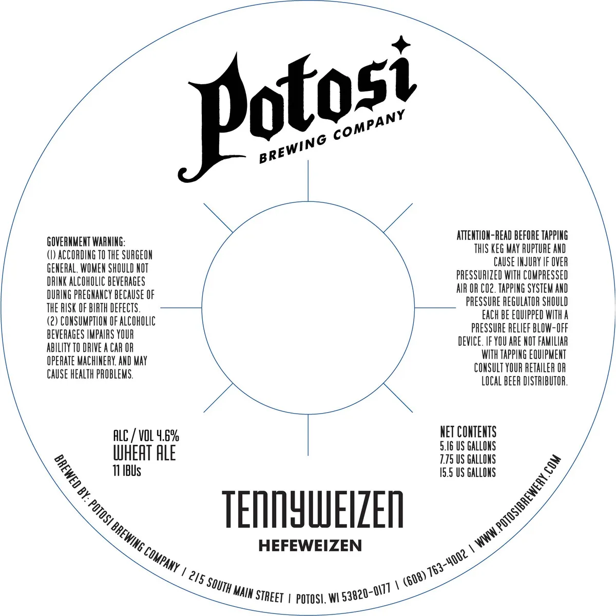 Tennyweizen label art — POTOSI BREWING COMPANY