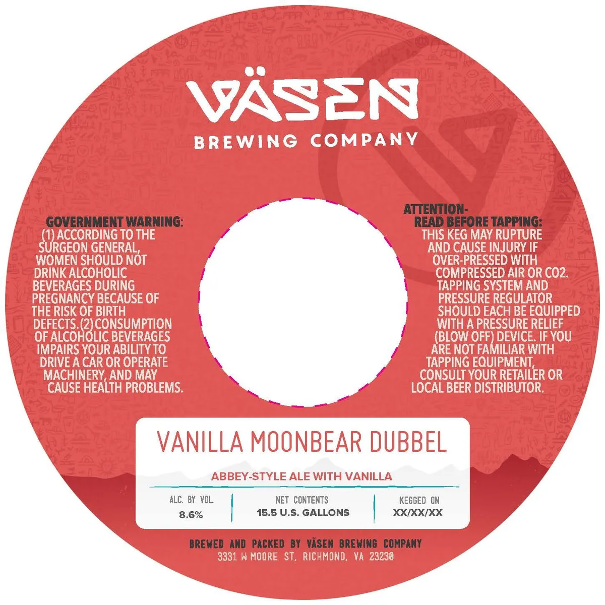 Vanilla Moonbear Dubbel — full label as filed with TTB